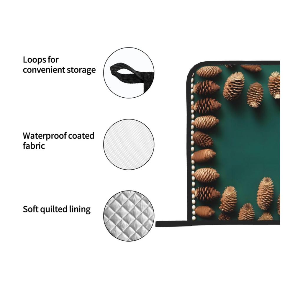 Hochwertige Topflappen Set Tannenzapfen-Bordüre isoliert & verbrühungssicher 2-teilig quadratisch 203 x 203 cm dick & langlebig leicht zu reinigen