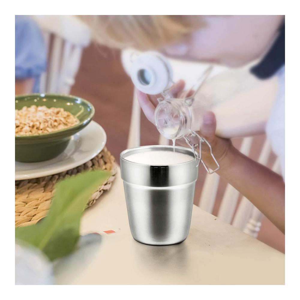 TEAMFAR Espressotassen 4er-Set | Edelstahl Doppelwandig | Dickwandige Mokkatassen | 150ml | Für Zuhause Party & Camping | Unzerbrechlich & Spülmaschinenfest | Wiederverwendbare Kaffeetassen
