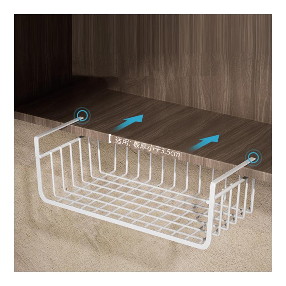 Maximale Organisation Hängender Metall-Aufbewahrungskorb unter dem Regal | Multifunktionaler Schrankkorb für Küche Büro Speisekammer Schreibtisch | Platzsparender Organizer (L schwarz