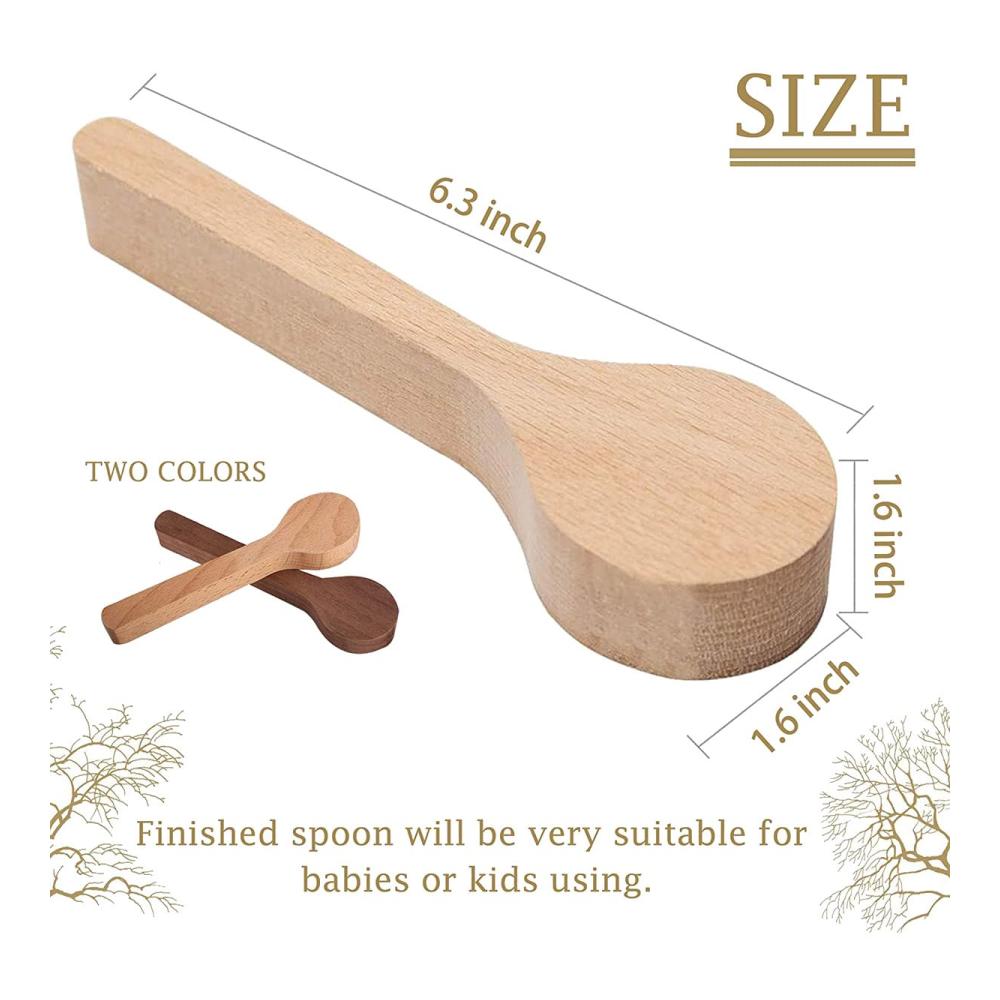 Kochlöffel Set 5-teiliges Schnitzset aus Buche und Walnuss - Unvollendete DIY-Kits für Hobby-Schnitzer - Hochwertige Holzmaterialien für kreative Kochkunst