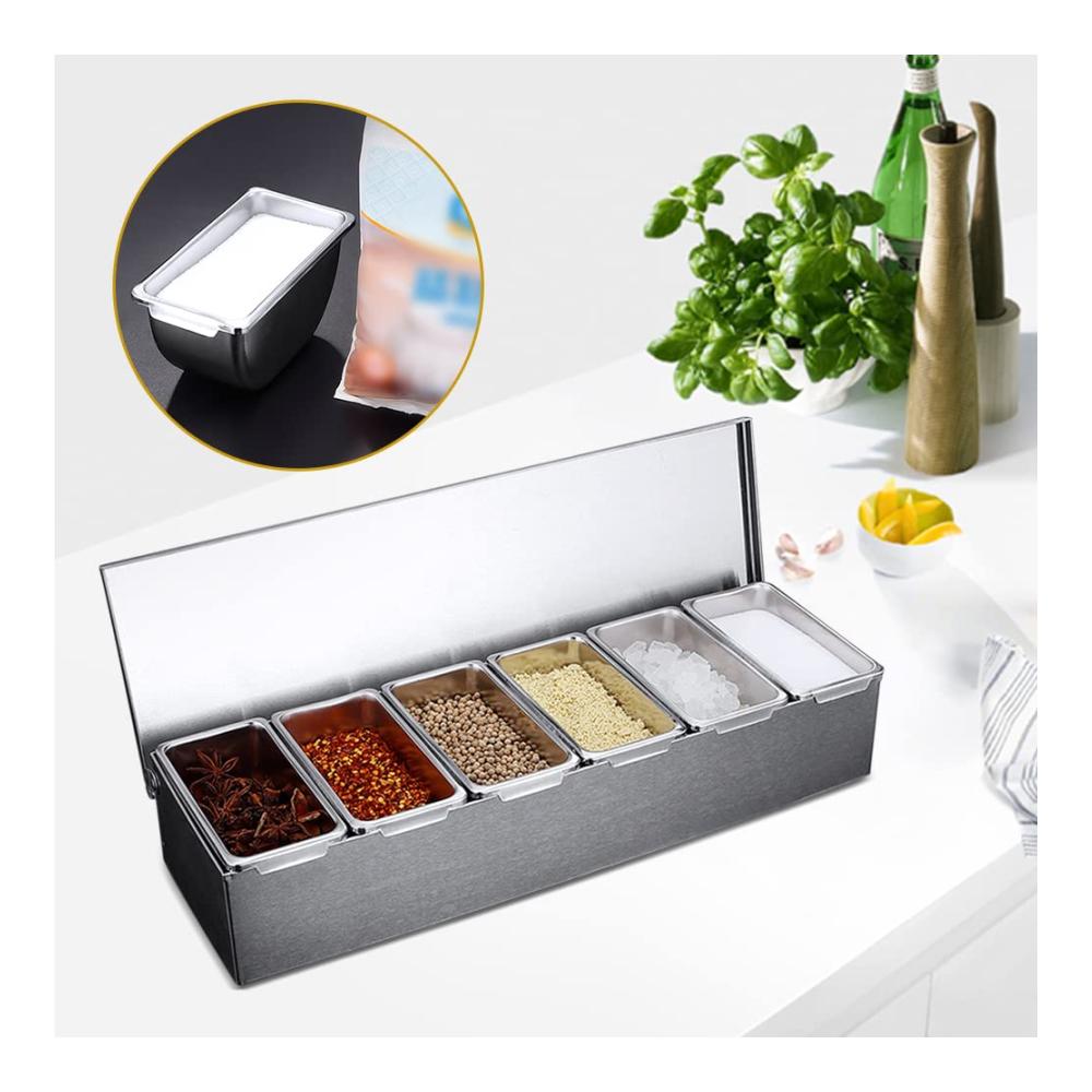 Entdecken Sie die Eleganz in Ihrer Küche! Edelstahl Gewürzgläser-Set mit 6 separaten Innenrosten für perfekte Organisation. Abnehmbar praktisch und stilvoll - Ihr Must-Have für eine ordentliche und stilvolle Küche. Ideal für Gewürze Kräuter und mehr