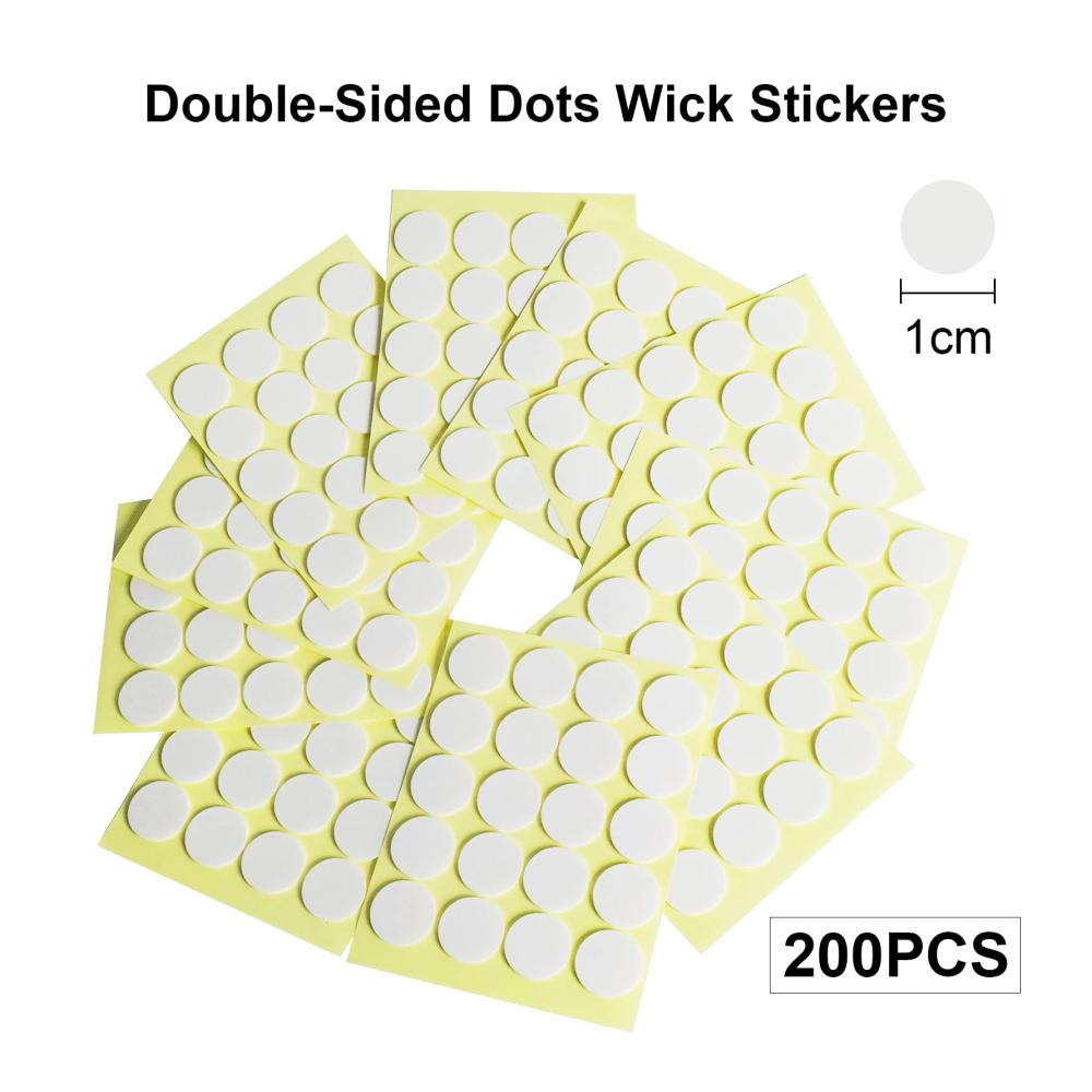 200 Stück Vorgewachste Kerzendochte + Doppelseitige Kerzenherstellungspunkte | 15cm Dochte für DIY-Kerzen | Premium Qualität