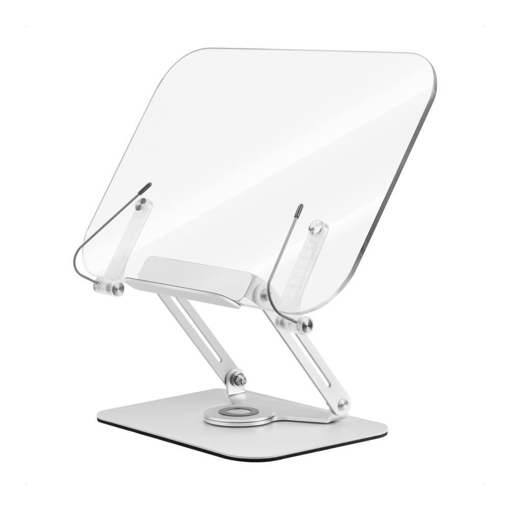 Praktischer Kochbuchhalter GUWINA Acryl Leseständer - Faltbar Höhenverstellbar & Tragbar. Perfekte Buchstütze für Küche und Büro. Ideal für Lehrbücher Musikbücher Tablet und Laptop. Stilvolles Design
