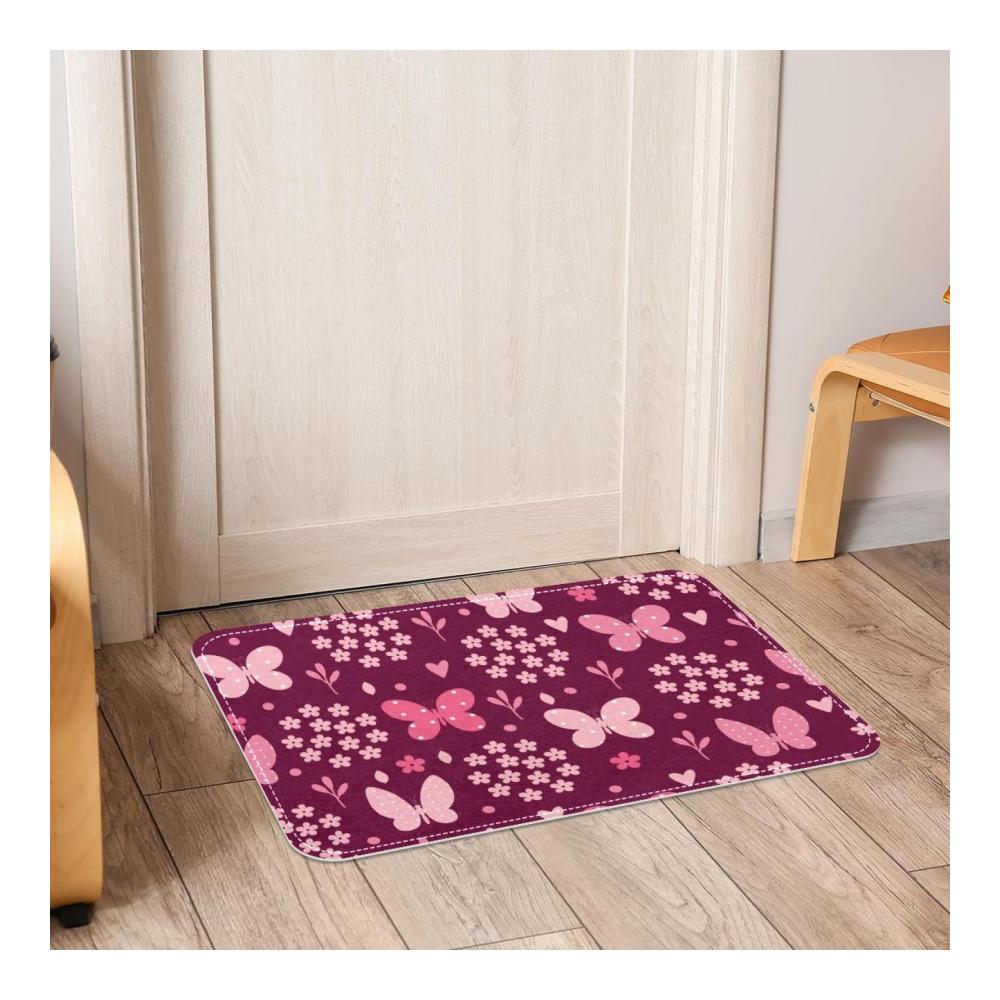 Erneuern Sie Ihren Eingangsbereich mit stilvollen Fußmatten Rutschfeste waschbare Fußmatte mit Schmetterlings- und Blumenmotiv 60 x 90 cm für den Innenbereich