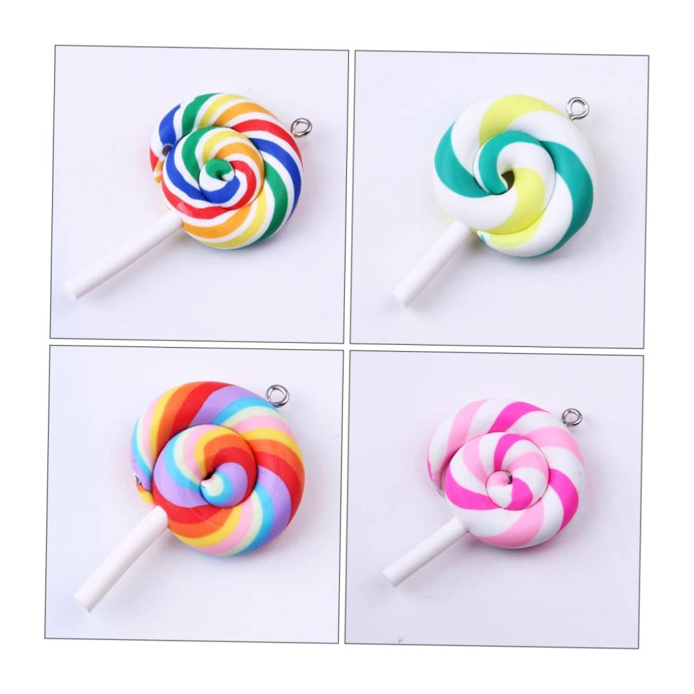 90 Stk Süße Lutscher-Schmuckanhänger-Set für DIY Kinder und Heimwerker - Charmante Polymer-Ton-Anhänger für Schlüsselbund und mehr