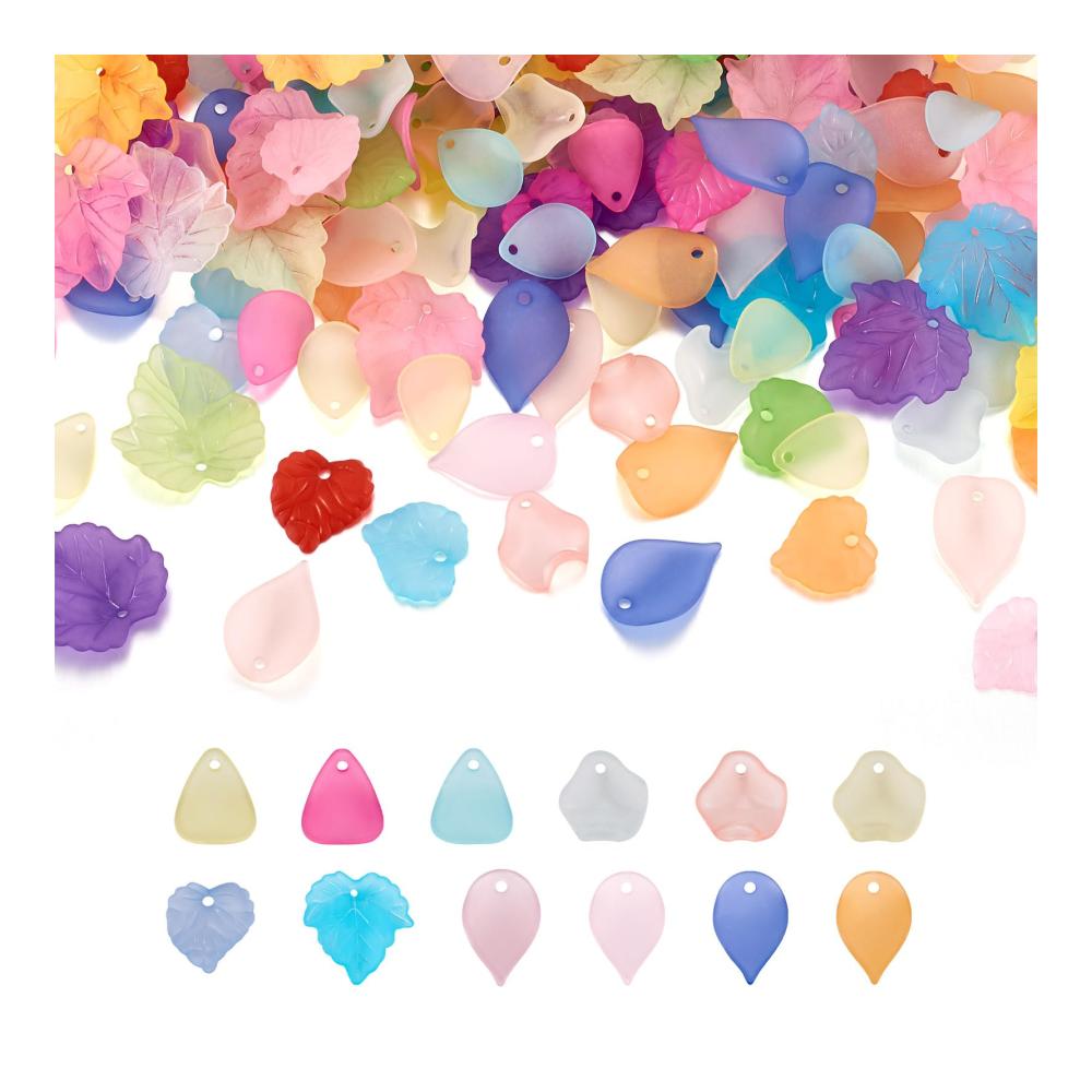 220 Stück Blumen-Perlenkappen Blumenblatt-Anhänger Matte Acryl Charms zum Basteln von Schmuck Armband Halskette Ohrring Herstellung - Exquisite Schmuckanhänger für kreative Kunstwerke mit floraler Note
