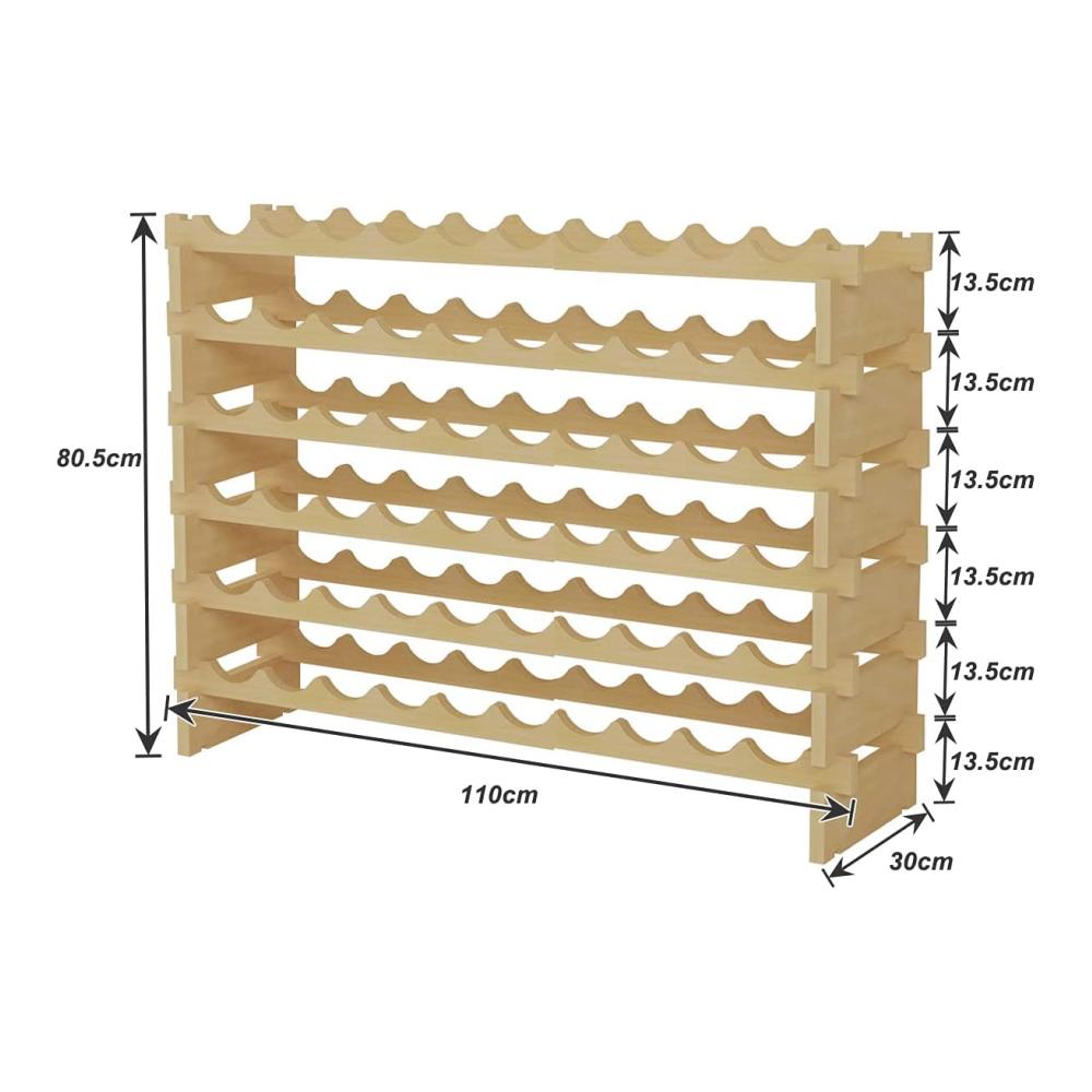 Entdecken Sie Eleganz Weinregal aus Holz für 60 Flaschen - Stilvolles Flaschenregal mit 6 Ebenen - Praktischer Weinhalter für Küche Esszimmer und Bar - 110x30x80.5 cm - Organisation und Genuss vereint - BHEU-BY-WS002
