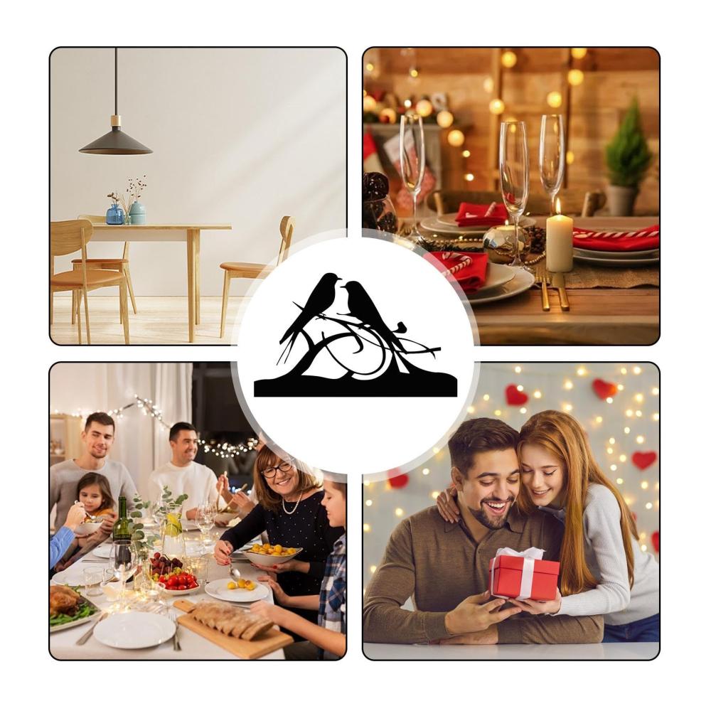 Entdecken Sie Eleganz Schwarzer Teelichthalter Silhouette mit Doppelvogel-Kerzenhalter aus Eisen | Stilvolle Tischdekoration für Zuhause Wohnzimmer Weihnachten & Hochzeit | Ideales Geschenk für Mama