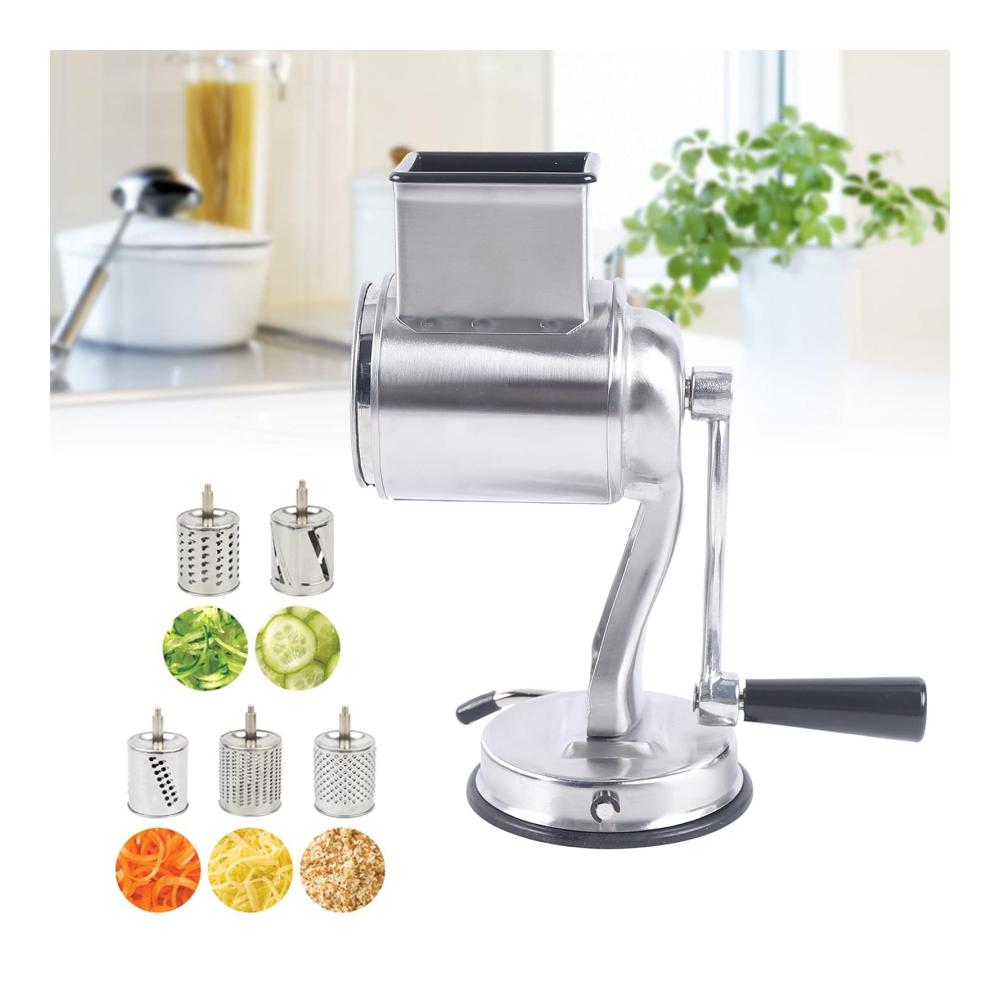 Gemüsehobel Professionelle Trommelreibe für die Küche | 5 Edelstahl-Trommeln | Vielseitiger Gemüseschneider und Nussmühle | Leicht zu reinigen | Perfekt für Salate und mehr