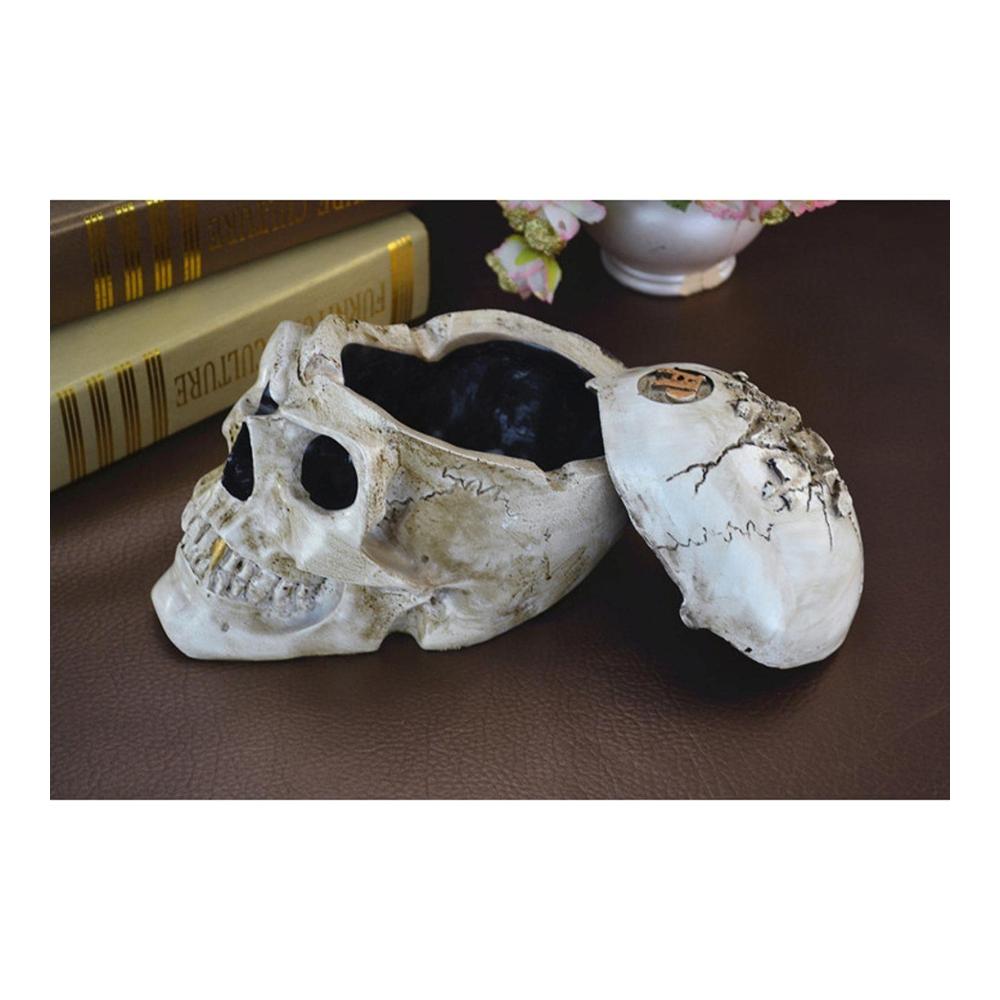 Aschenbecher Deluxe Gruseliger Menschlicher Totenkopf-Aschenbecher mit Deckel für Büro Ornament Heimdekoration - Einzigartige Skelett Figuren Aschenbecher - Ideales Geschenk für Raucher und stilvolle Heimdekoration