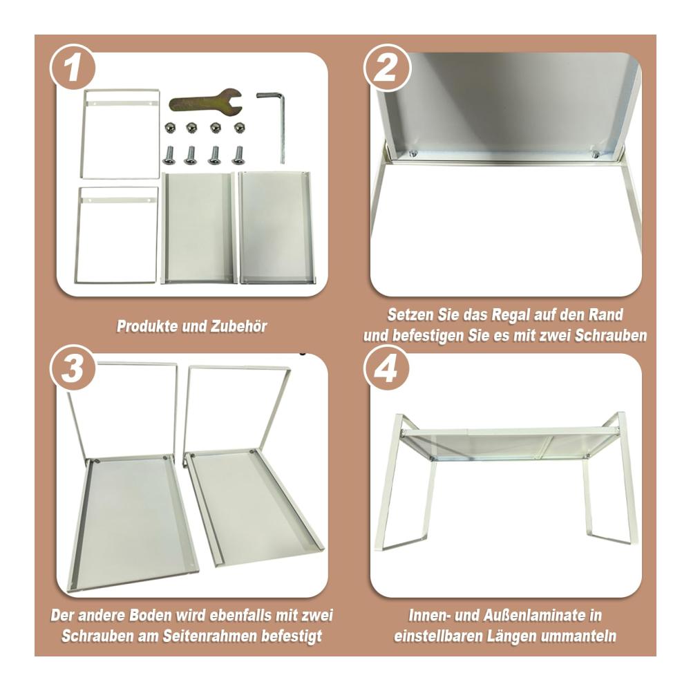 Praktisches Gewürzregal Erweiterbares Schrankregal für Küchenorganisation | Platzsparender Halter für Gewürze & Utensilien | Beige Kücheneinsatz (30-55 * 21 * 25cm
