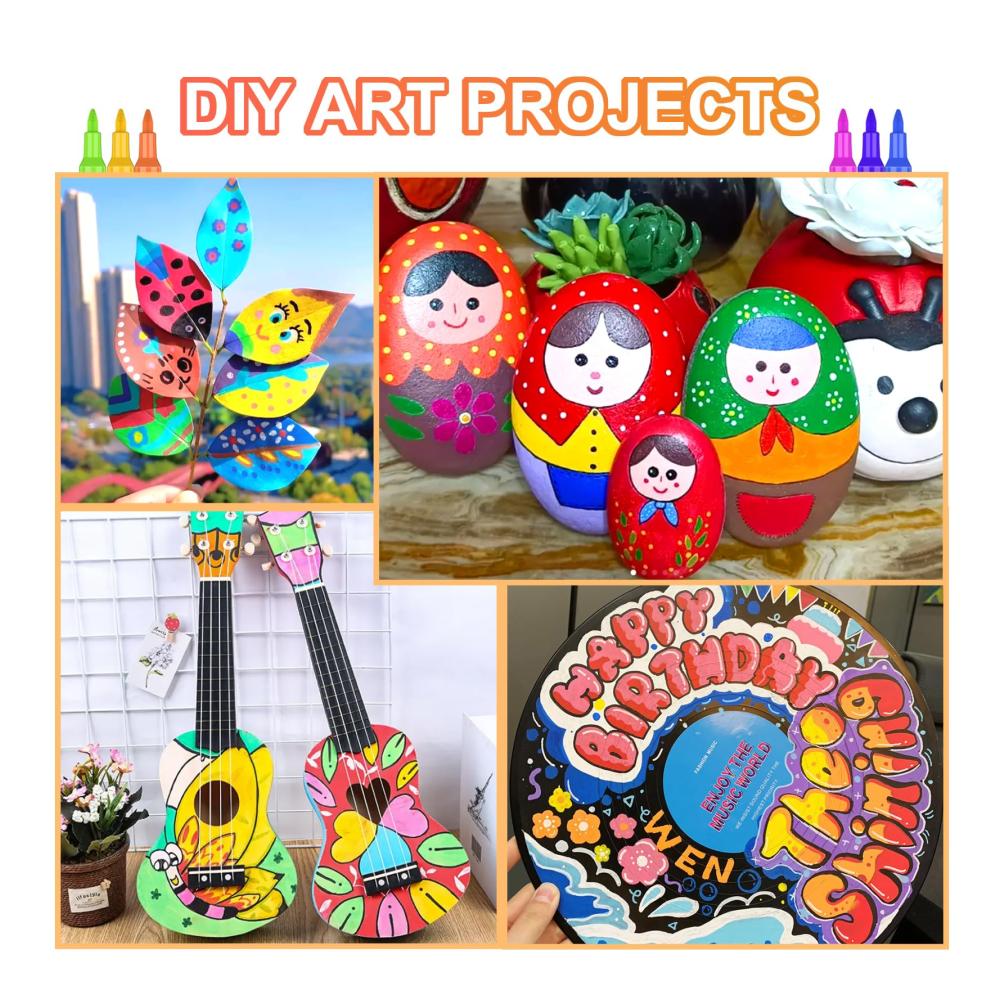 Lyuvie Acrylstifte Set - 100 Farben | Wasserfest & Extra Feine Spitze | Für Steine Glas Holz Metall Keramik | Perfekte Marker & Filzstifte für Rock Painting und mehr
