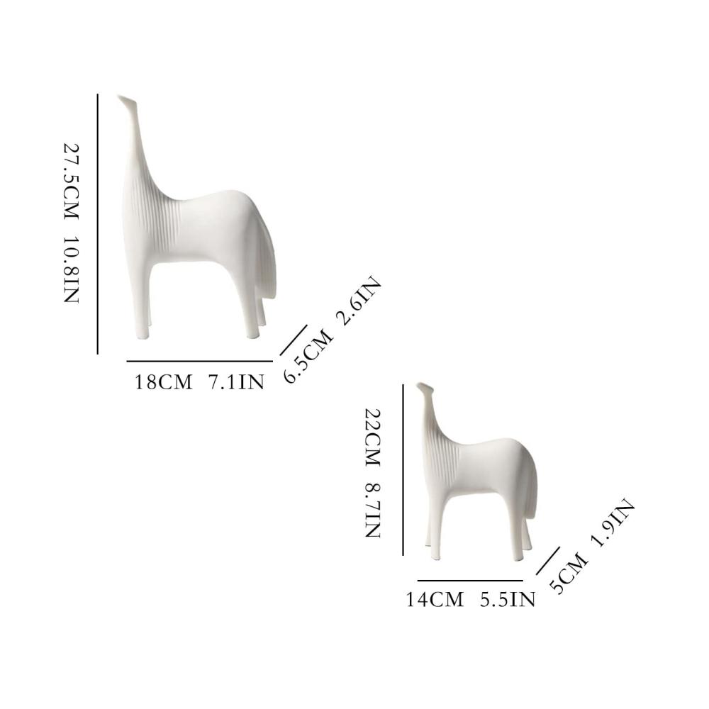 Weiße Pferd Skulptur Statue Set – Elegante Verzierungen für Zuhause Wohnzimmer Hotel & Veranda – Kreative Tierfiguren für moderne Inneneinrichtung & Dekoration – Handgefertigte Kunstwerke