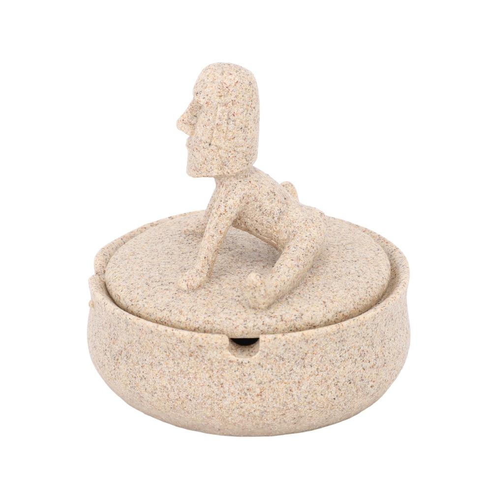 Dekorativer Aschenbecher Harz-Osterinsel-Moai-Statue – Einzigartiger Tisch-Schmuck mit Deckel für stilvolle Heimdekoration und praktische Rauchhaltung