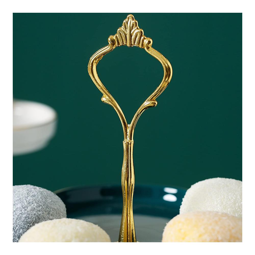 Edler Cupcake-Ständer aus Keramik & Metallgriff | 2-stöckiger Desserttisch für Hochzeiten & Feiern | Deko & Serviergeschirr für Gebäck Obst & mehr