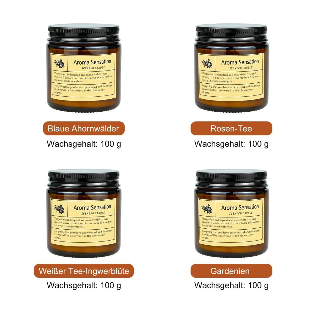 Luxuriöses Kerzenset 4 Stück Geburtstagskerzen für Frauen | 14 Unzen Sojawachs | Perfekte Geschenkidee für Beste Freundin Mama Papa & mehr | Handgefertigte Duftkerzen