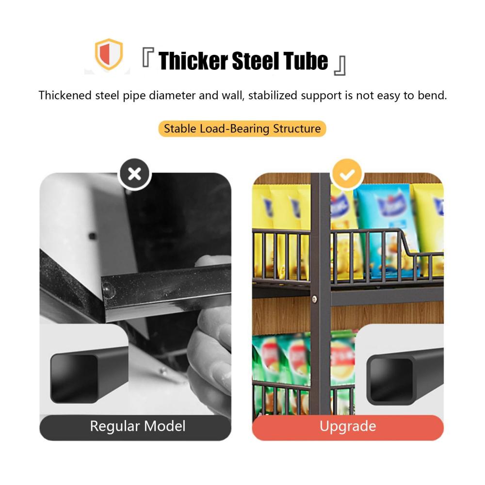 Effiziente Küchenorganisation 4/5-stufiger Metallregal-Ständer mit Haken für Snacks Obst und Gemüse. Platzsparende Aufbewahrungslösung für die Speisekammer. (Farbe Schwarz Größe 4 Tier 50x27x146cm