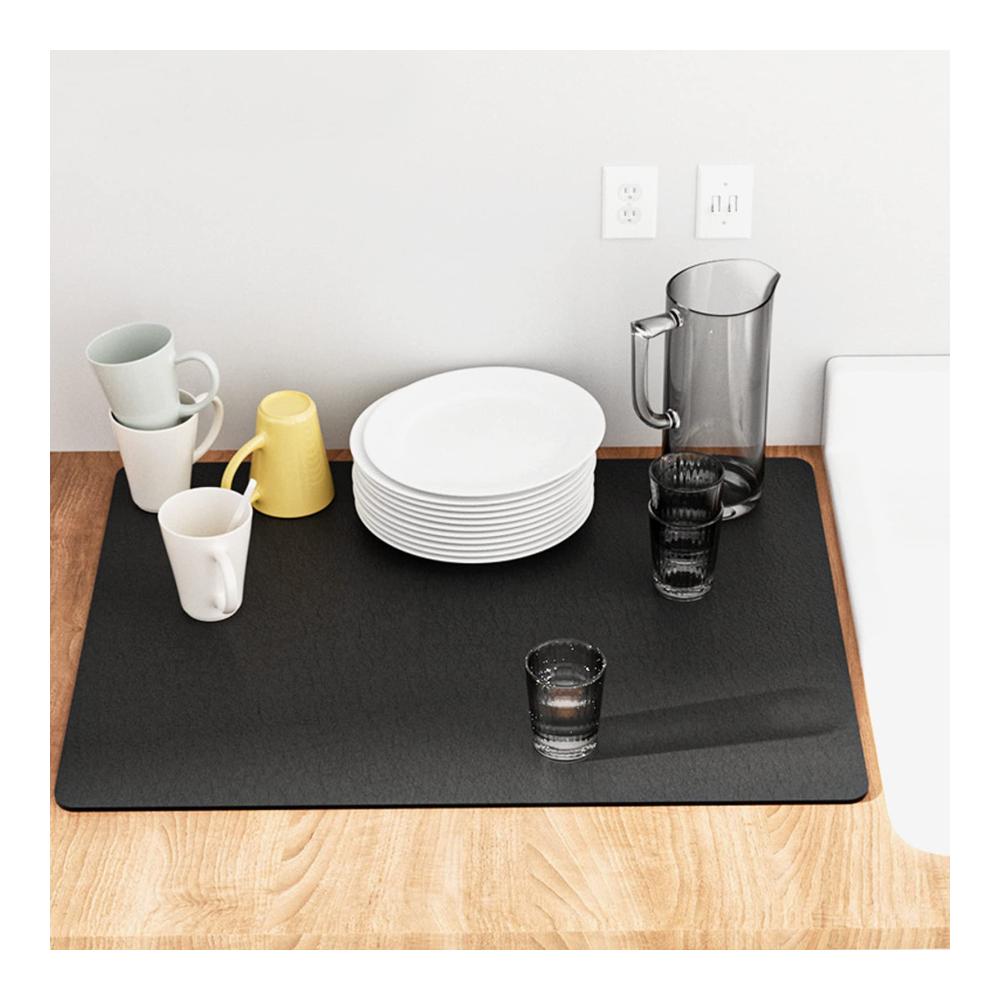 Premium Silikon Abtropfmatte für Geschirrtrocknen - Rutschfeste Kaffeematte für Kaffeevollautomaten Mikrowelle Backofen & Toaster - Feuerfeste Unterlage für eine saubere Küche (S 30 x 50 CM
