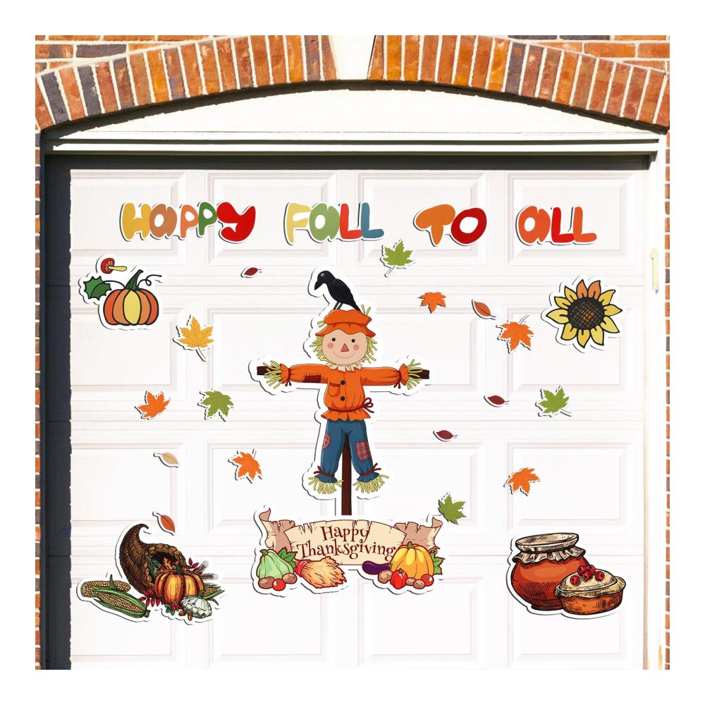 Erntedankfest Herbst Magnete Set - 26 Stück Dekoration für Garagentor Kühlschrank & Auto - Vogelscheuchen Blätter Sonnenblumen & Kürbisse - Magnetische Herbstth