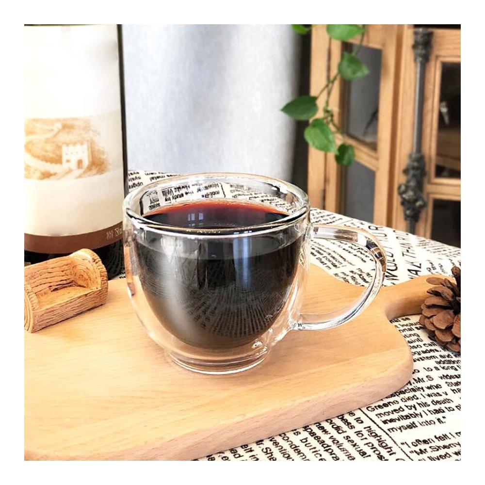 Doppelwandige Kaffee- & Teegläser Set | 200ml hitzebeständige Glasbecher für Cappuccino Latte Tee Saft & mehr | Stilvolle Kaffeetassen mit Griff |