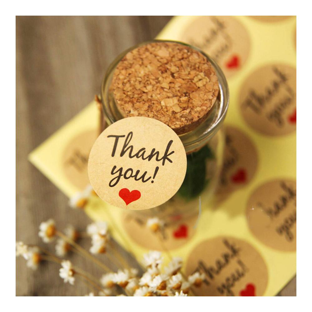 48 Kraftpapier Sticker Thank You für Hochzeit & Party - Deko Aufkleber mit Versiegelung - Rustikale Vintage Design - 48 Stück