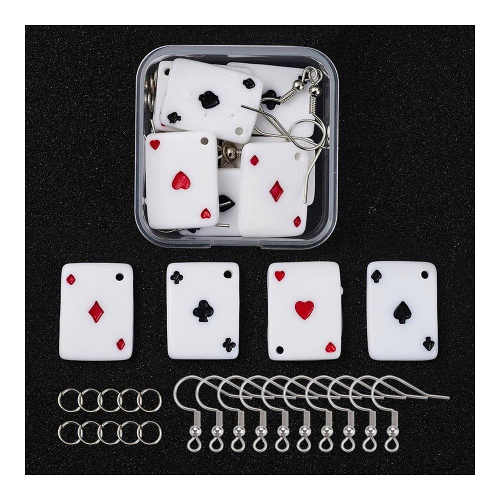 Kreative Schmuckherstellungs-Sets 1 Box DIY Spielkarte Ohrringherstellung Kits - Spielkarten-Anhänger & Ohrringhaken - Ideal für Anfänger - Herstellung von einzigartigen baumelnden Ohrringen
