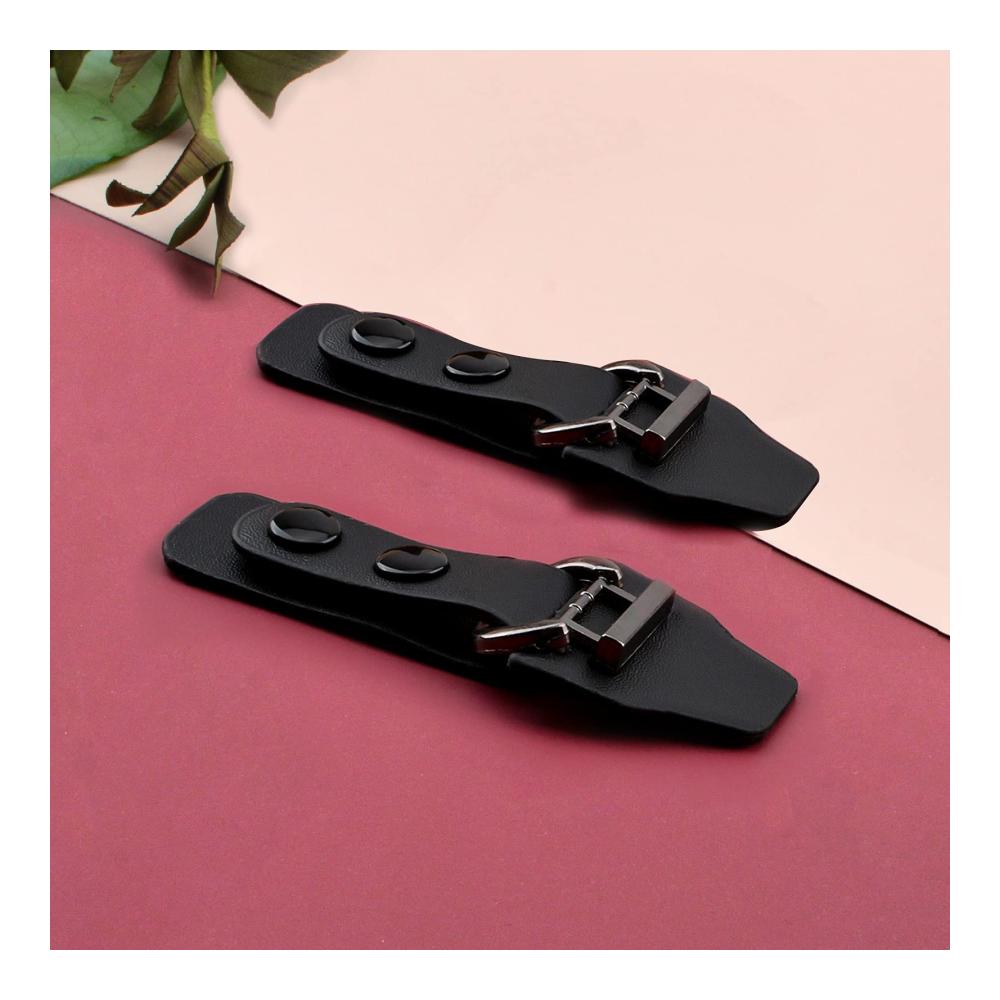 4 Paar stilvolle Metall Gürtelschnallen - Hochwertige Lederverschlüsse für Cardigans Kleidung & DIY Handwerk - Nähzubehör inklusive Nähhaken & Clips