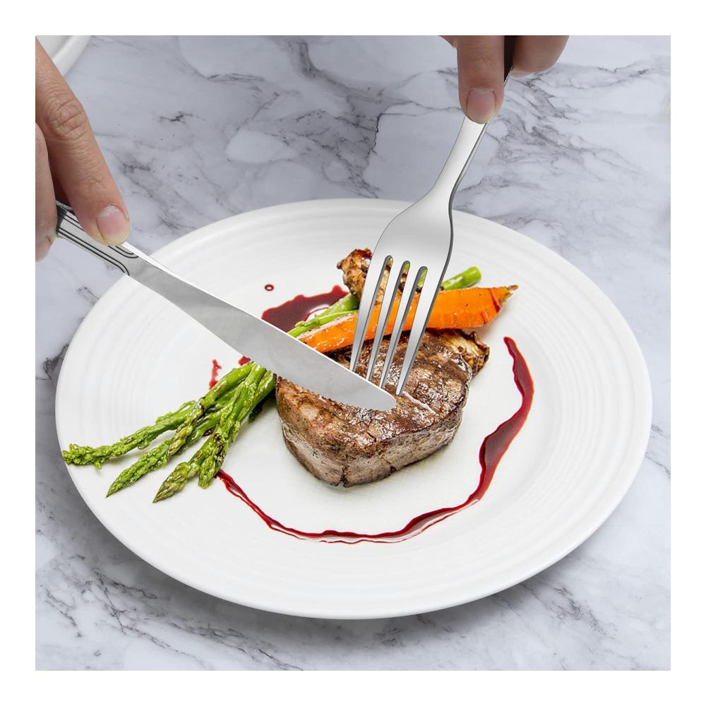 Entdecken Sie Eleganz 24-teiliges Hunnycook Besteckset für 6 Personen - Edelstahlmesser Gabeln und Löffel - Perfekt für Restaurant Party und Hochzeit - Klassisches Streifenhandwerk - Spülmaschinenfest und stilvoll