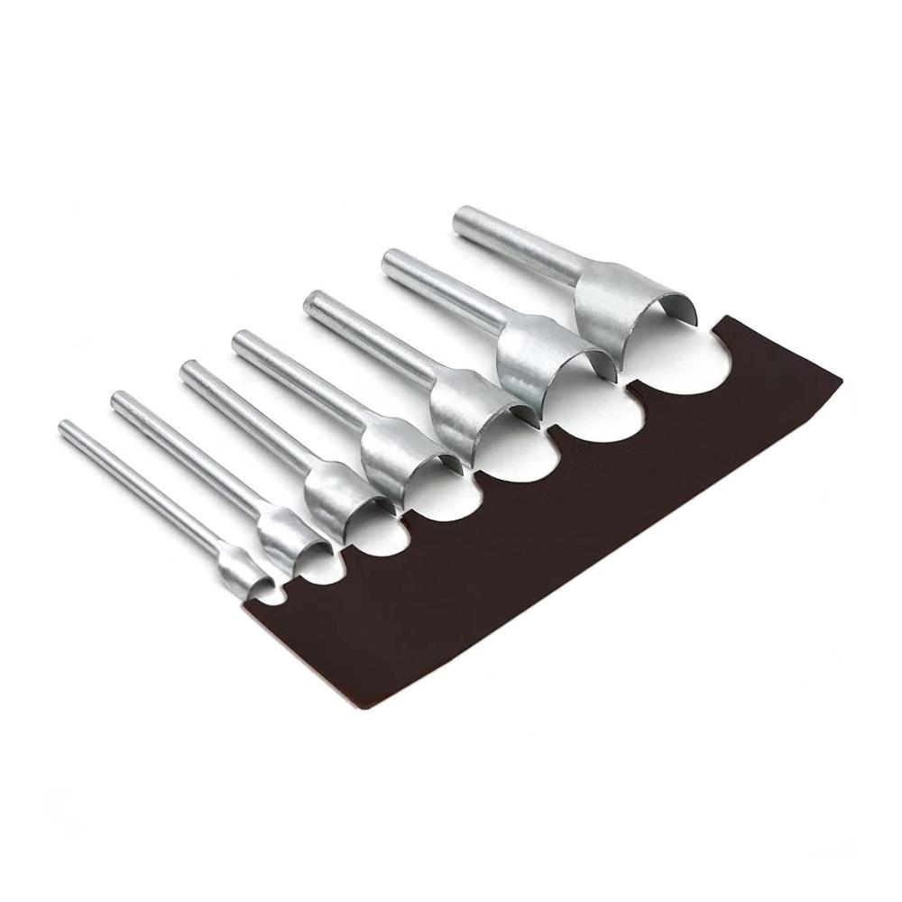 Premium Lederwaren Stanzen Set - 7-teilig 100 mm Stahl für DIY-Gurt Tasche Handwerk - Präzise 1/2 runde Locher Kopf 10–40 mm - Profi Werkzeug für perfekte