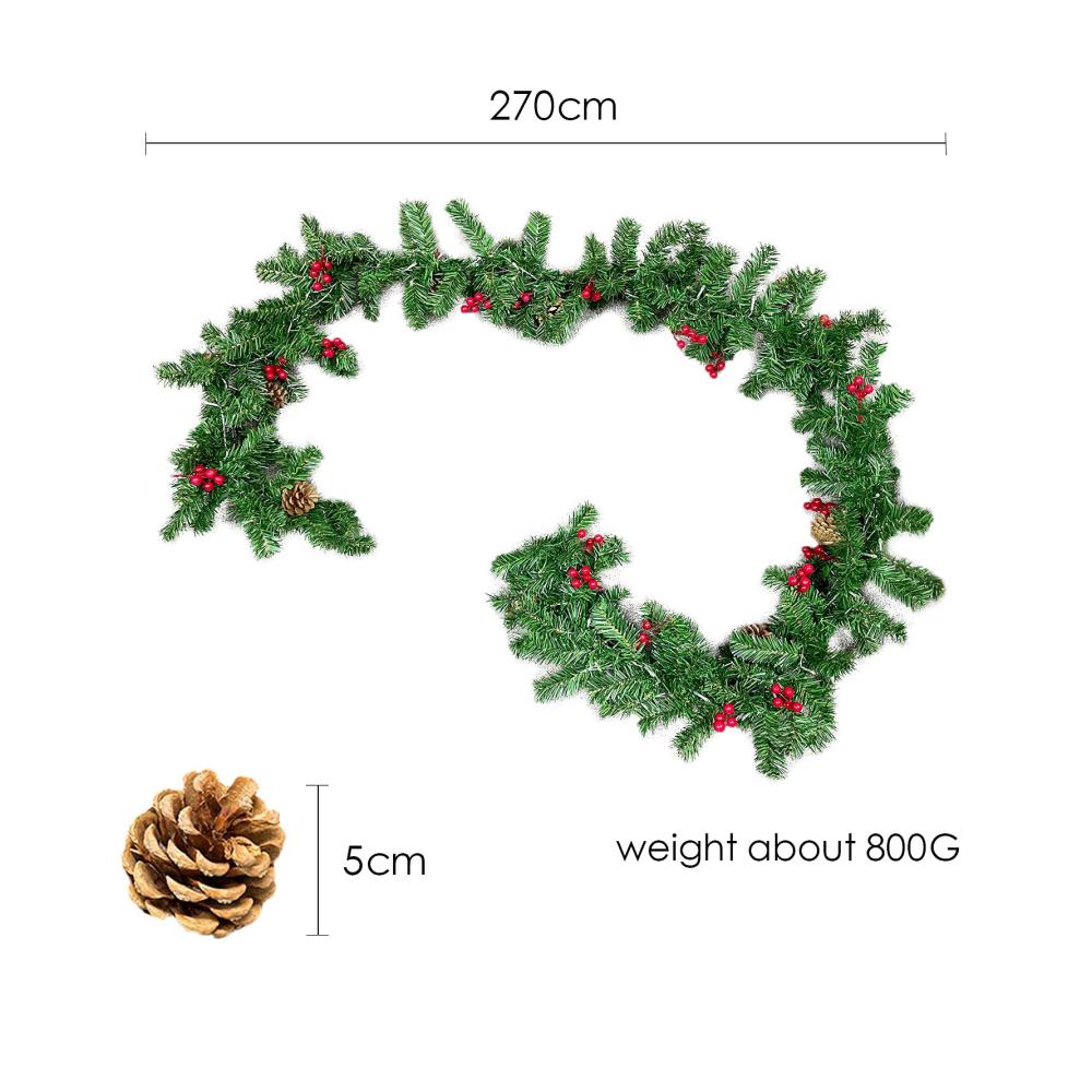 Weihnachtsgirlande mit LED-Beleuchtung 2.7m - Künstliche Tannengirlande für Innen- und Außendekoration - Perfekte Weihnachtsdeko für Treppen Kamine &