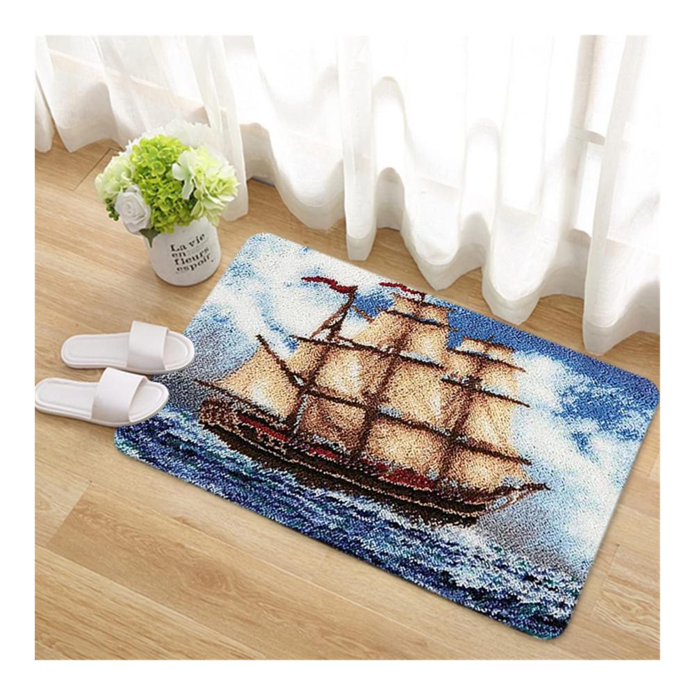 Erleben Sie kreative Meereszauber mit dem VIONNPPT 3D Ocean-Serie Knüpf-Set! DIY Knüpfteppich Geschenk für Kinder und Erwachsene. Inklusive Vordruck und Knüpfhaken. Kreieren Sie Ihr eigenes Segelboot-Meisterwerk (60cmx40cm). Perfekt