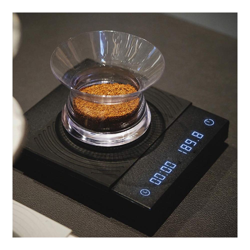 Präzise Kocherlebnisse Digitale Küchenwaage mit Timer für Espresso & Filterkaffee | Elektronische Waage 2KG 0.1g Schwarz