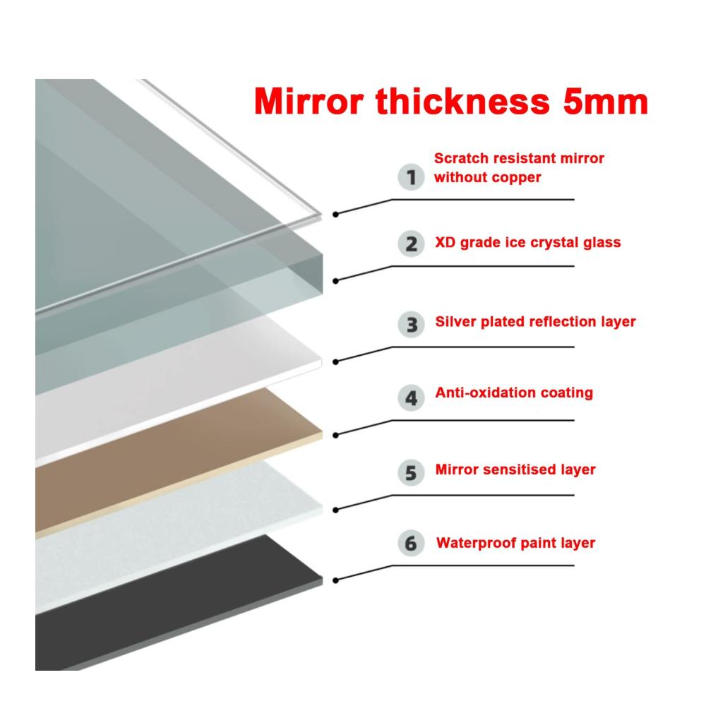 Exklusiver Wandspiegel 50x70cm – Moderner rahmenloser Bad- und Kosmetikspiegel – Stilvoll geschwungene Formgebung mit Wolkendekor – HD-Qualität 5mm Dicke – Sicherheitsglas