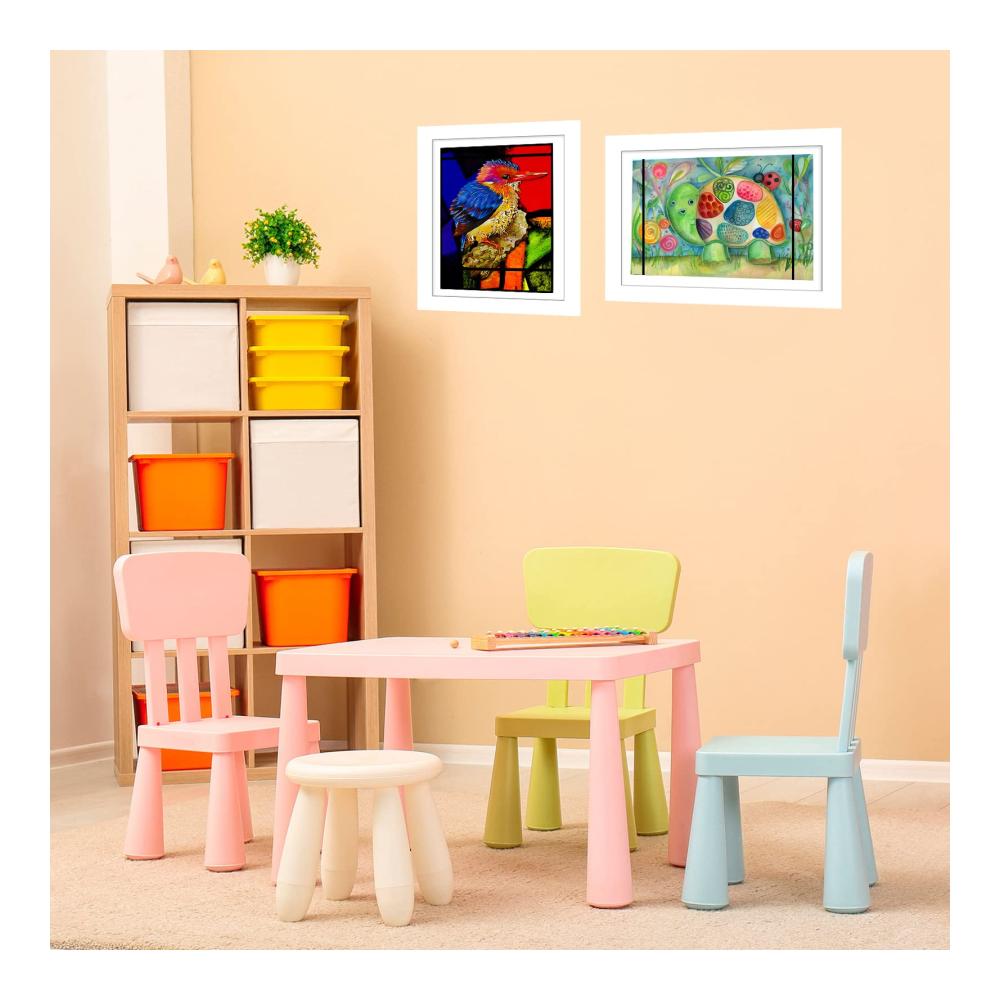 Erstellen Sie kreative Kunstwerke mit Longzhuo 2 hölzernen aufklappbaren Bilderrahmen für Wand & Tisch - Befüllbare Frontöffnung für Kinderkunst bis max. A4 - Weiß 2-Packung für stilvol