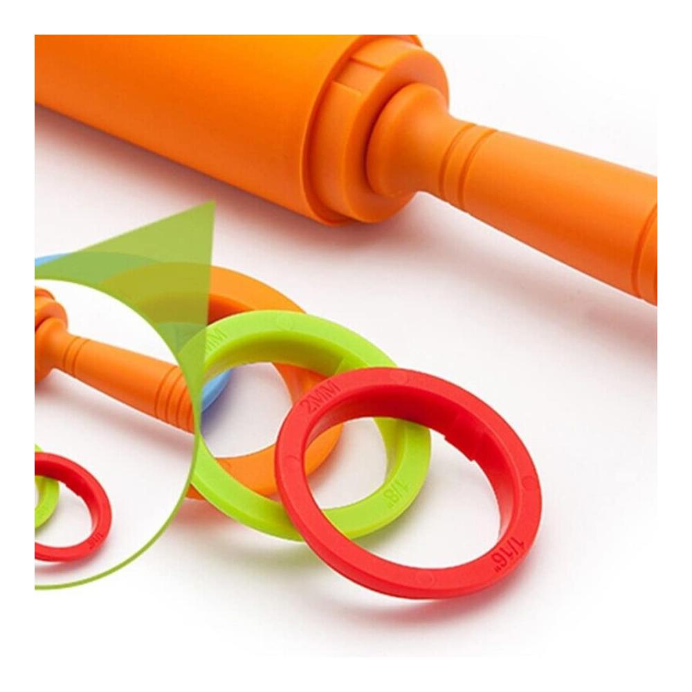 Perfekte Küchenkreationen 50 cm Profi Antihaft-Silikon-Teigroller mit 4 individuell einstellbaren Ringen für müheloses Backen. Ultimative Präzision für köstliche Teige! Backspaß garantiert