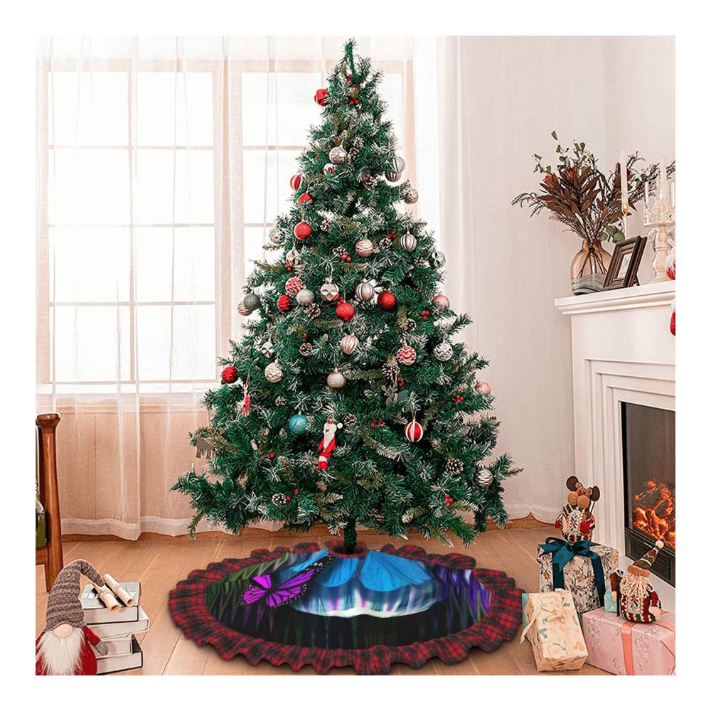 Personalisierte Weihnachtsbaumdecke & Matte – Schmetterling Design für drinnen & draußen | Perfekte Ergänzung für Zuhause Partys & Urlaubsdekoration
