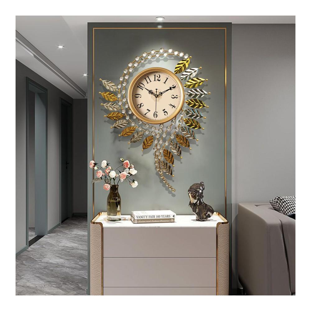 Große Goldene Wanduhr ohne Tickgeräusche | Europäisches Vintage-Design für Wohnzimmer Küche Schlafzimmer & Büro | Dekorative Wanduhr | Leise | Modernes Wanddekor | Stilvolle