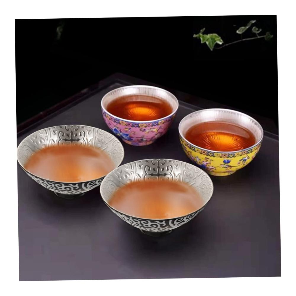 Elegante Teetassen-Set 2 Vintage-Keramik-Trinkbecher für lose Blatt-Tee mit antikem Dekor und vergoldetem Silber - Perfekt für Teeliebhaber zu Hause