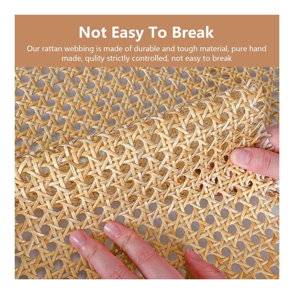 Hochwertige Rattan-Gurtbandrolle für DIY-Projekte | Schimmelfestes Flechtrohrgewebe für Stuhlreparaturen | 15m x 40cm Holzfarbe | Perfekt für Wiener Geflecht