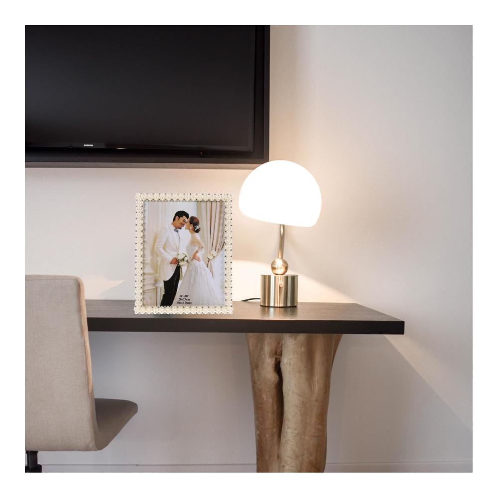 Eleganter Wand- & Tischrahmen Perlen-Bilderrahmen für Hochzeit Geburtstag & Abschlussfeier - Exklusiver Bildhalter als perfektes Fotogeschenk und stilvolles Tischdisplay