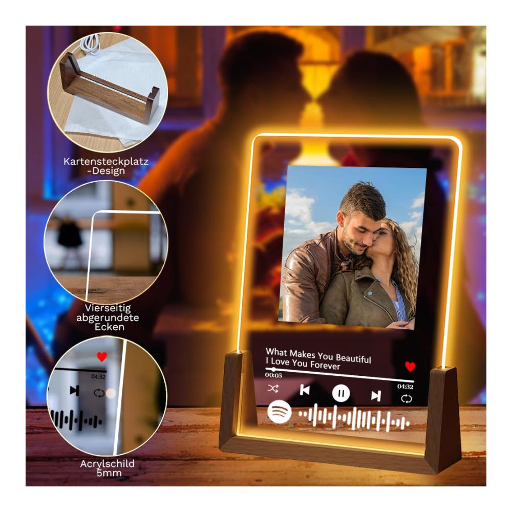 Entdecken Sie unsere personalisierte LED-Lampe mit konservierten Blumen - Einzigartiges Valentinstagsgeschenk für Paare - Romantische Geschenke für sie/ihn - Individualisiertes Spotify-Schild inklusive
