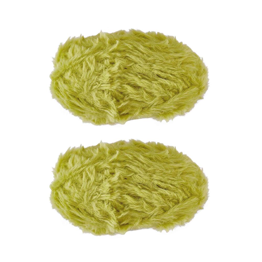 Hochwertiges Gelbgrün Plüsch-Häkel- & Strickgarn Set | 2 Bände für Schals Mäntel Handschuhe Mützen & mehr | Weiches Garn für kreative Strickprojekte