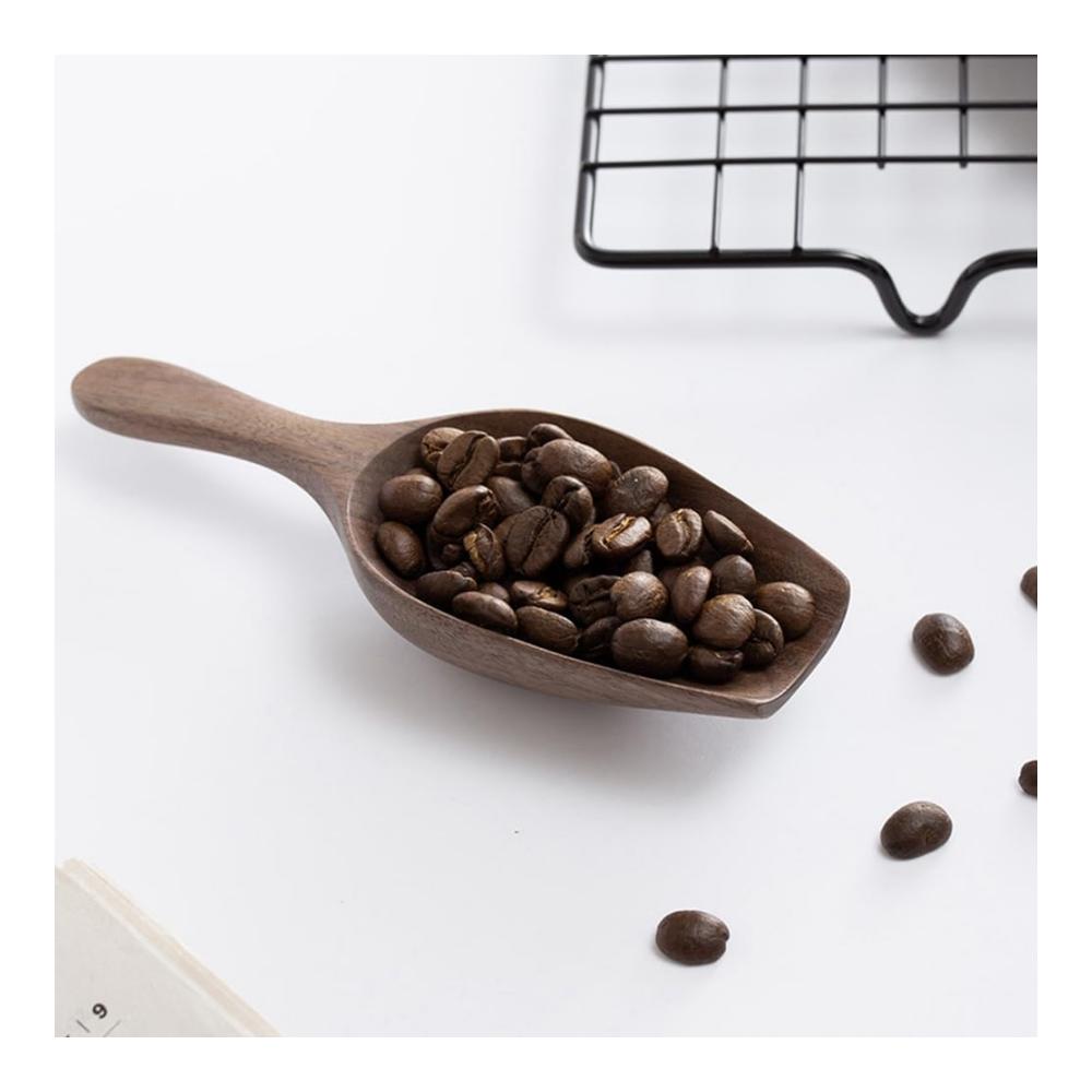 Kaffeebohnenlöffel aus massivem Schwarzwalnussholz – Praktische Teeschaufel für perfekte Espresso- & Kaffeemengen – Hochwertige Handarbeit