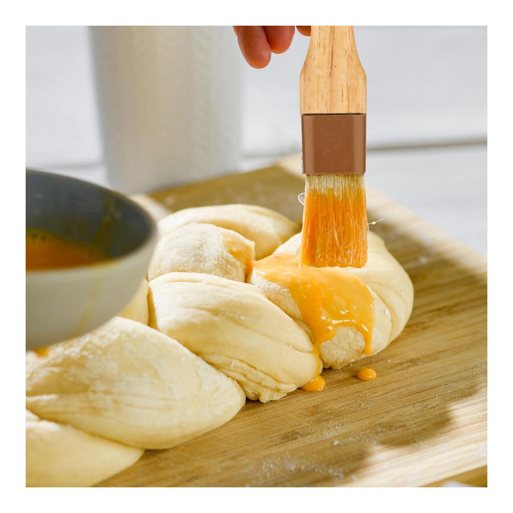 Hochwertiger Silikon-Backpinsel-Set 4Stk Lebensmittel-Pinsel mit Borsten & Buchenholzgriff – Perfekt zum Verteilen von Öl Soße & Butter in Küche Grill & Backofen (Rot