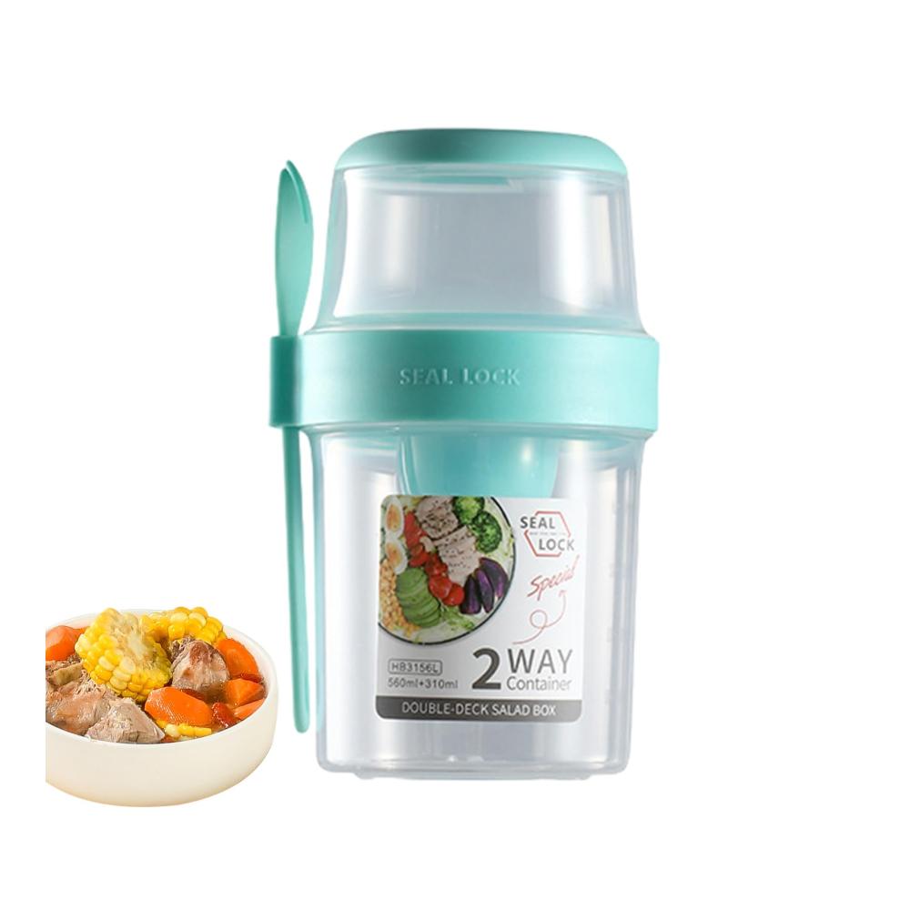 Glasbehälter & Töpfe 29oz tragbarer Joghurt-to-go-Becher mit Löffel | Reise-Müslischale für Overnight-Oats Müsli Milch & mehr