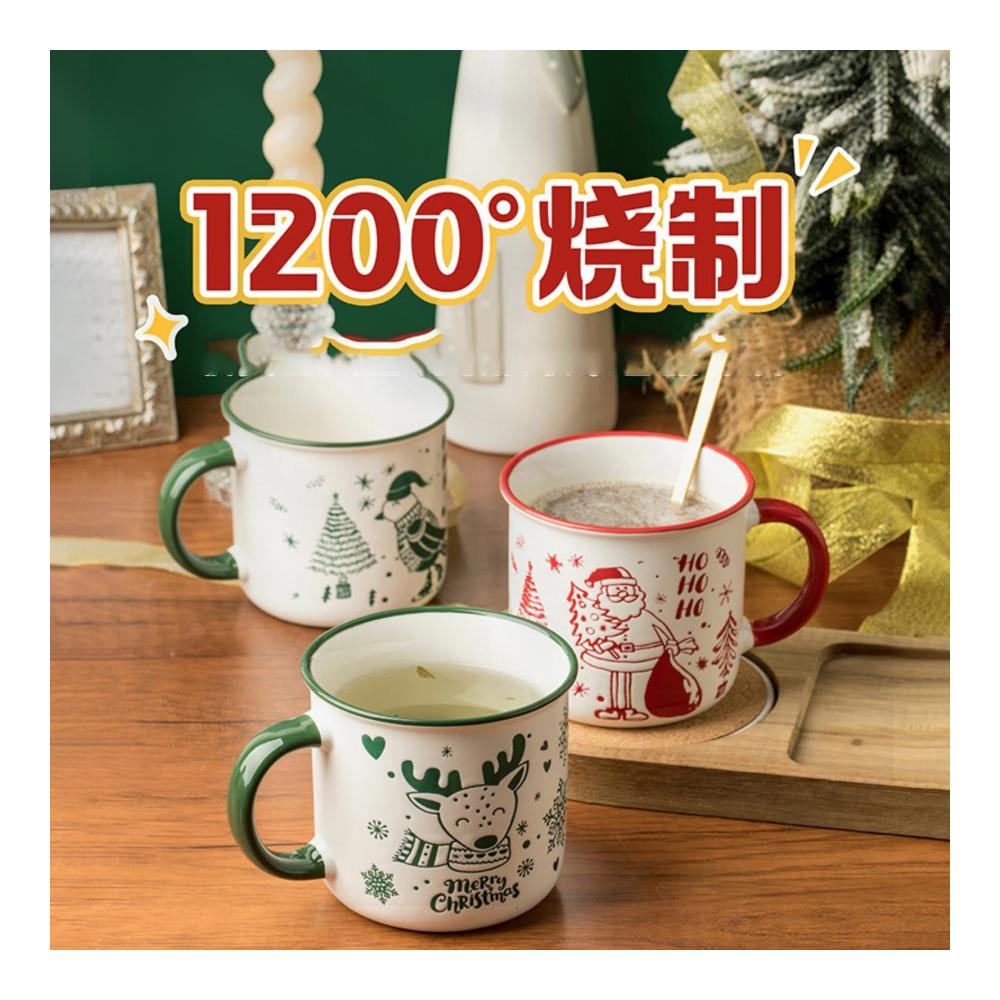 350ml Weihnachts-Keramiktasse niedliches Cartoon-Mädchen Kaffeetasse mit Deckel und rotem Löffel – Ideales Geschenk für Kaffeeliebhaber & Becher-Sammler
