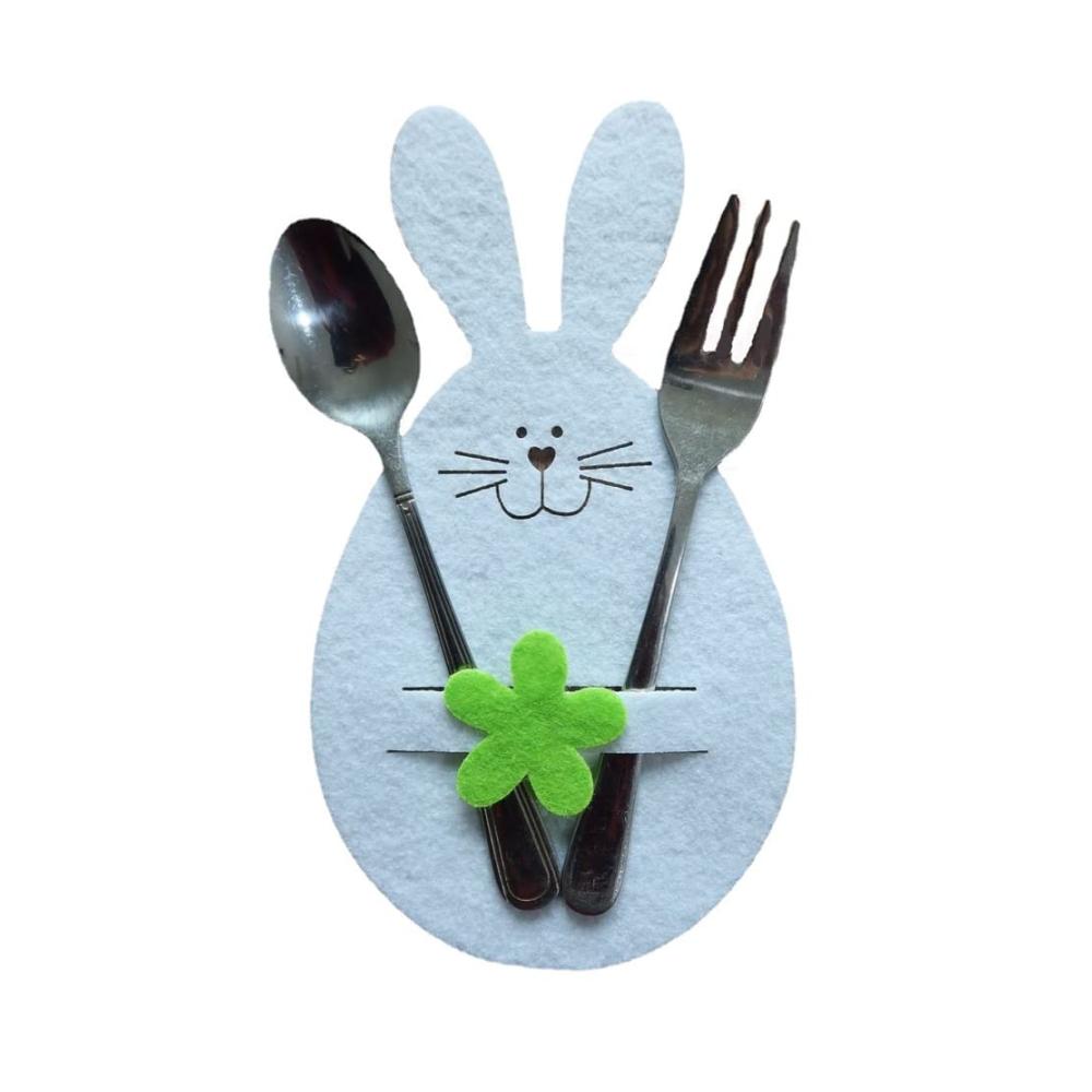 Organisieren Sie Ihre Tischkultur mit Stil! 12-teiliger Besteckhalter & -ständer für Ostern – Besteckhüllen mit niedlichen Osterhasenmotiven – Geschirr Taschen für Gabeln Messer und mehr. Perfekte Osterndekoration für festliche Tafelarrangements (Grünes Kaninchen