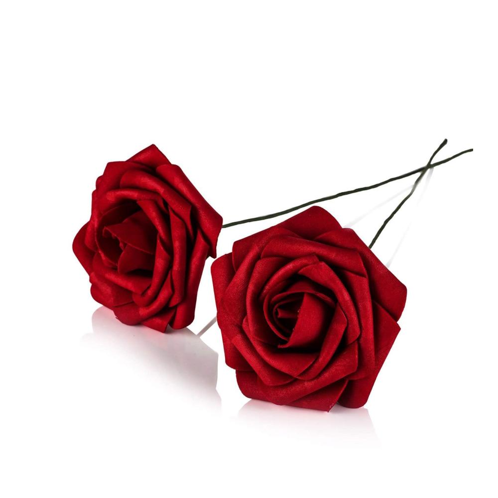 25er-Set Rote Rosen Blumenköpfe - Künstliche Schaumrosen für DIY Hochzeitssträuße und Brauthausdekoration - Gefälschte Blumen Schaumrosen Rosenköpfe