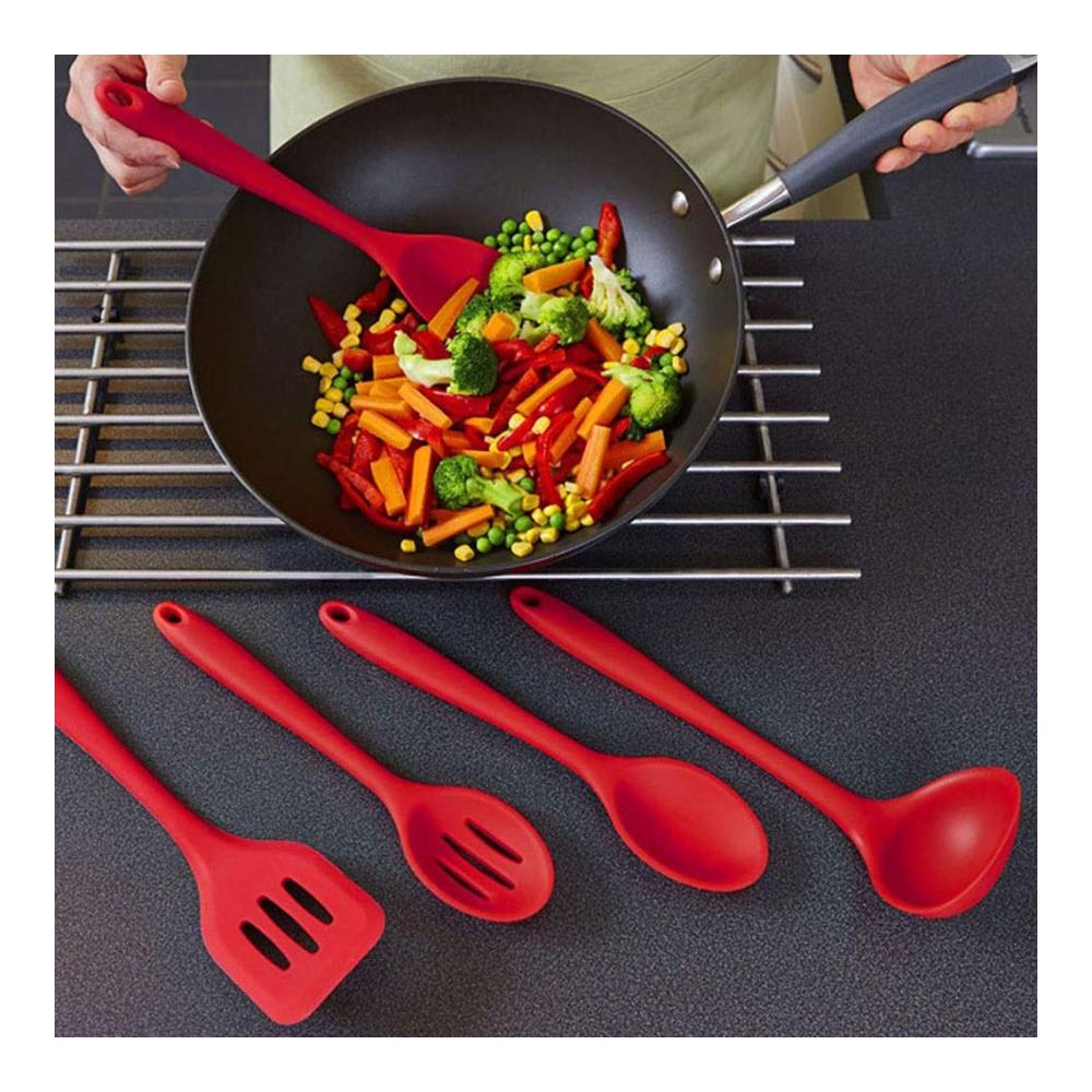 Premium Pfannenwender Set – 10-teiliges Silikon Küchenhelfer Set inkl. Antihaft-Spatel Löffel Lebensmittelzange Eierbeater – Perfekte Küchenwerkzeuge für Kochen Backen & mehr (Farbe B