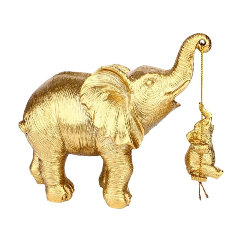 Elefanten-Anhänger aus Kunstharz Glücksbringer mit stilvoller Gold/Silber-Verzierung für Zuhause Wohnzimmer & Dekoration - Niedliche Elefanten-Kunst